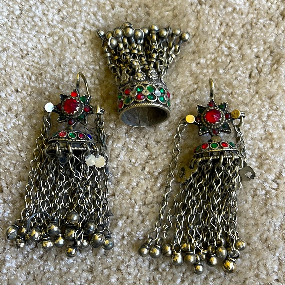 Tribal earrings and ring
